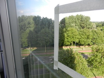 raam met cementsluier (voor en na behandeling)