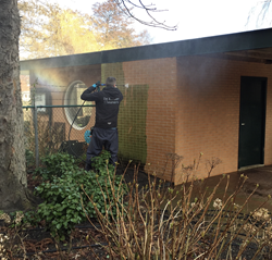 Groene aanslag verwijden met hogedrukreiniger Hoorn